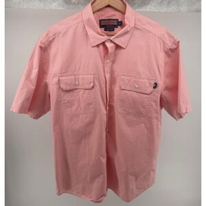 Vineyard Vines by Pink Gingham Short Sleeve Button Down Shirt Size L Cotton